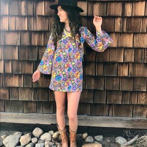 1960’s flower child mini mod dress